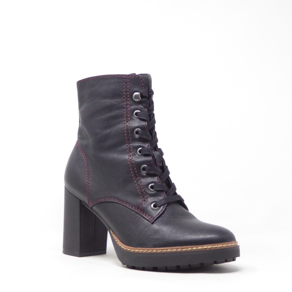 Naturalizer Womens Callie Boots Black Leather Lace Up Block Heel Size 7W